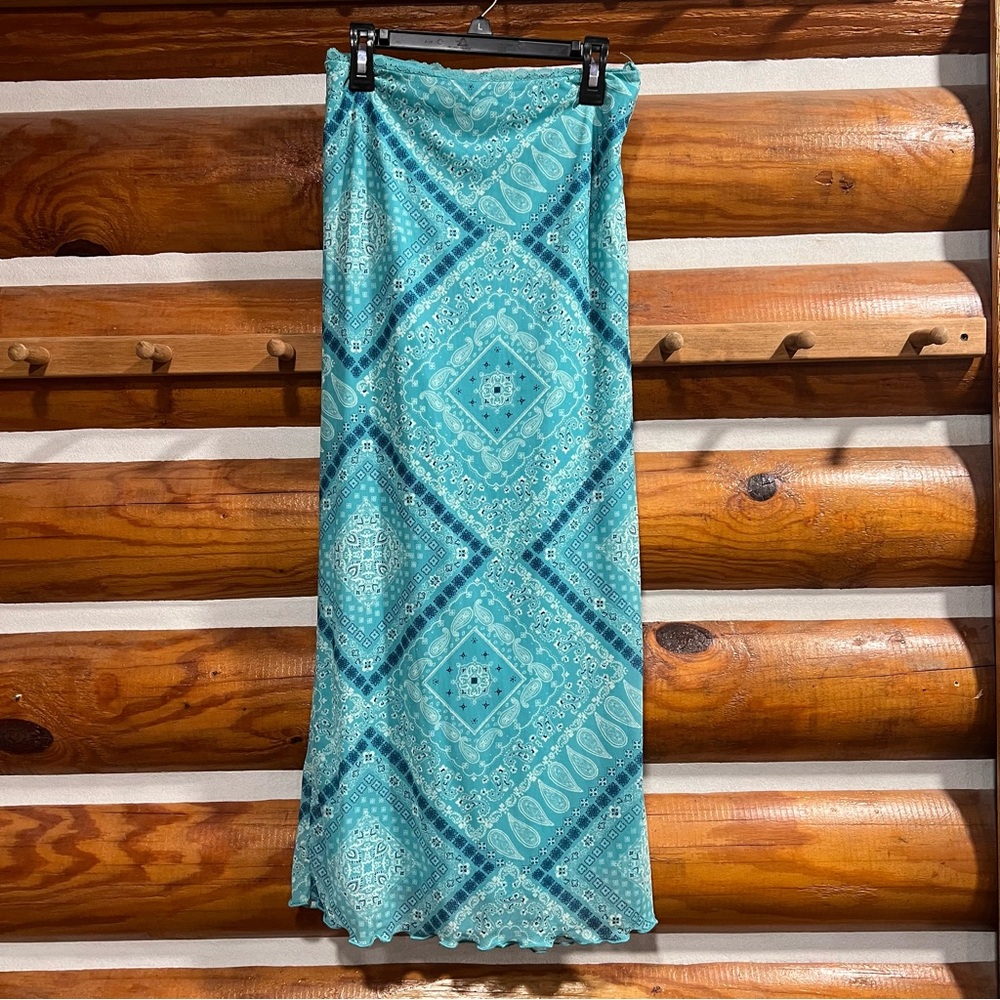 No boundaries Elegant‎ Blue Patterned Skirt